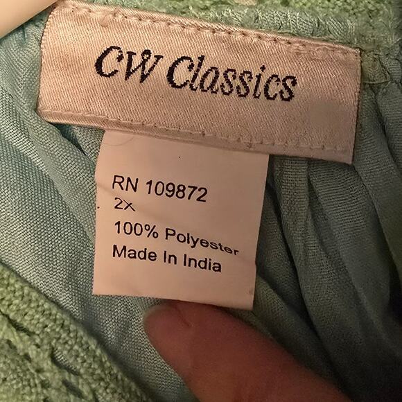 C W classic mint midi crinkle kaftan dress 2x - Picture 4 of 4